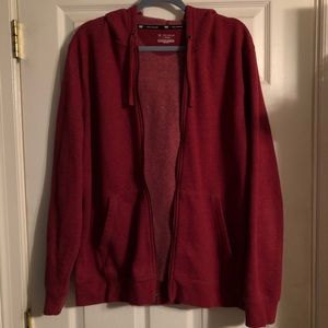 RED ZIP UP HOODIE